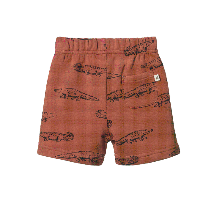 NATURE BABY - JIMMY SHORTS SWEATSHIRT KNIT: CROCODILE PRINT