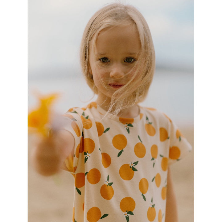 NATURE BABY - TWIRL DRESS: GRANDE ORANGE BLOSSOM PRINT