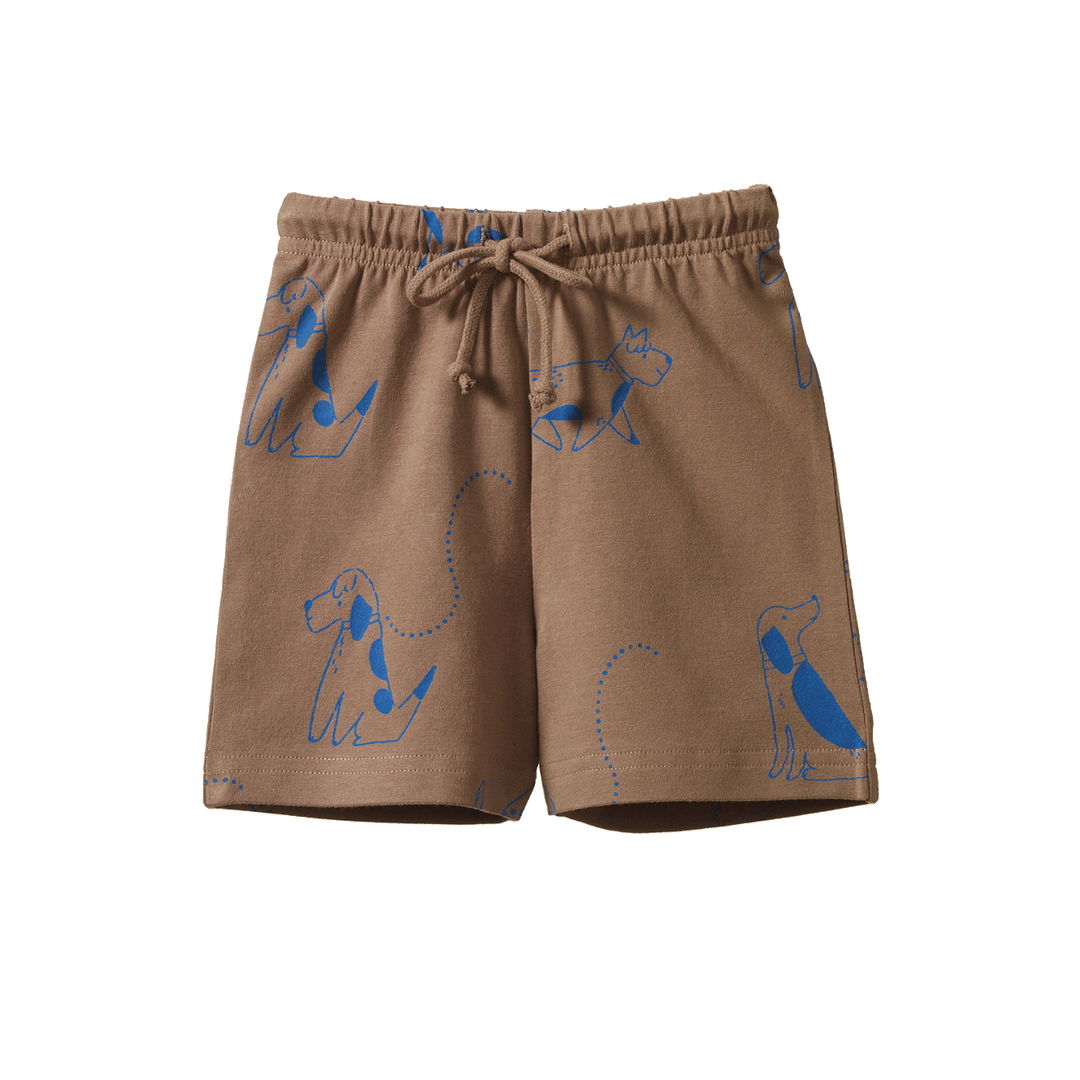NATURE BABY - JIMMY SHORTS: DOG WALKS PRINT [sz:6-12 MTHS]