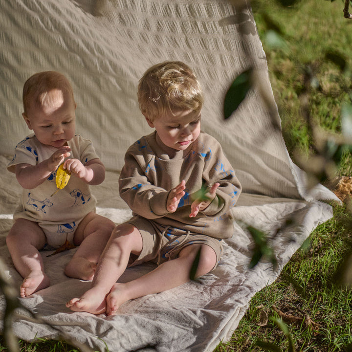NATURE BABY - JIMMY SHORTS: DOG WALKS PRINT [sz:6-12 MTHS]