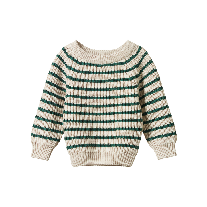 NATURE BABY - BILLY JUMPER: PINE SAILOR STRIPE [sz:6-12 MTHS]