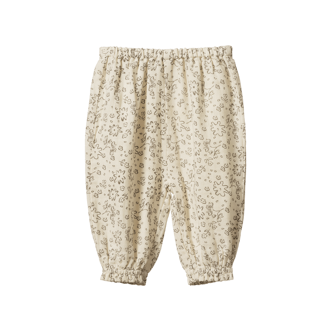 NATURE BABY - SPRINTER COLLECTION: DAPHNE PANTS MUSLIN BLOOMSBURY NETTLE PRINT [sz:0-3 MTHS]