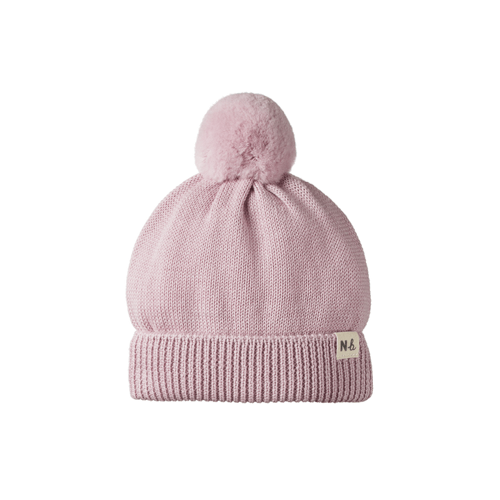 NATURE BABY - ALPINE POM POM BEANIE: LILAC [sz:0-6 MTHS]