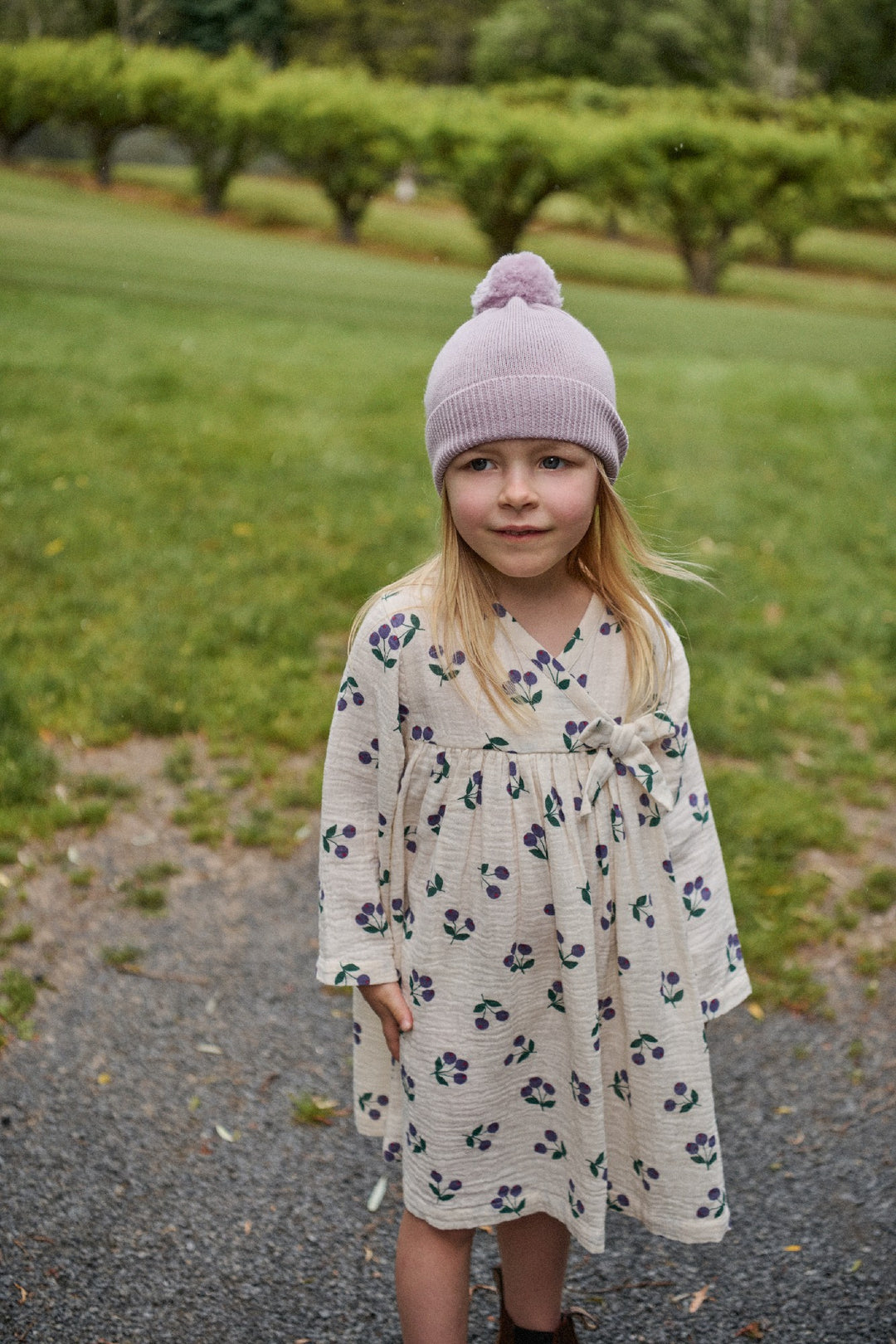 NATURE BABY - ALPINE POM POM BEANIE: LILAC [sz:0-6 MTHS]