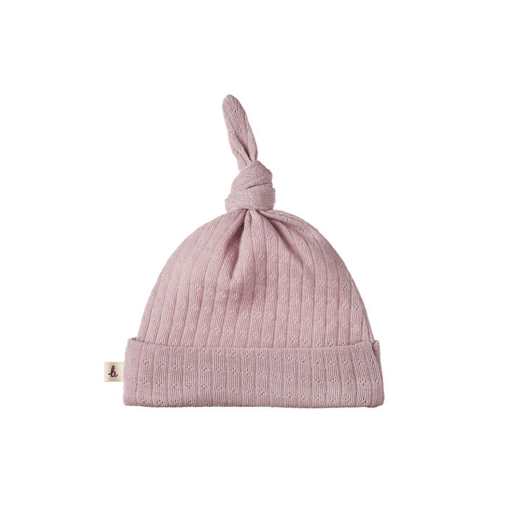 NATURE BABY - MERINO KNOTTED BEANIE POINTELLE: LILAC [sz:NB]