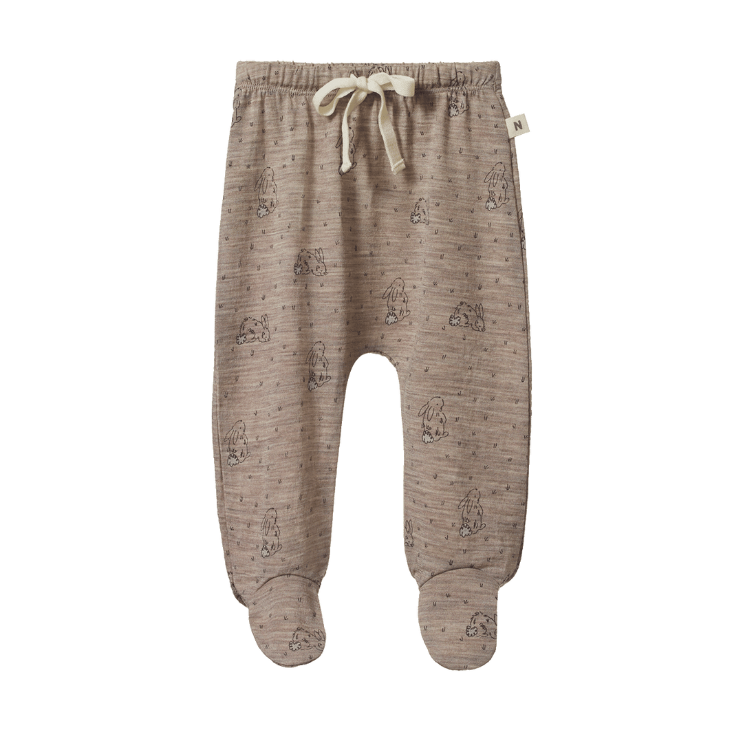 NATURE BABY - MERINO FOOTED ROMPERS: BRAMBLE BURROW PRINT [sz:NB]