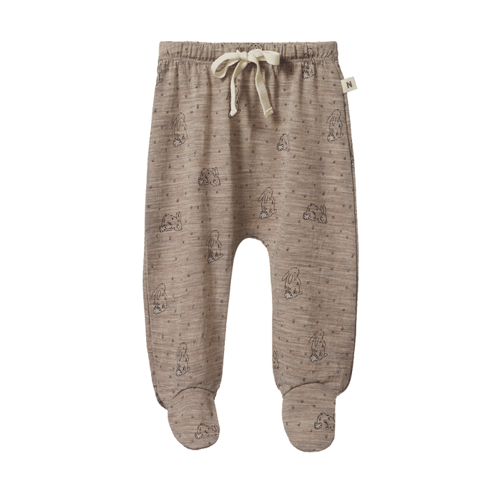 NATURE BABY - MERINO FOOTED ROMPERS: BRAMBLE BURROW PRINT [sz:NB]