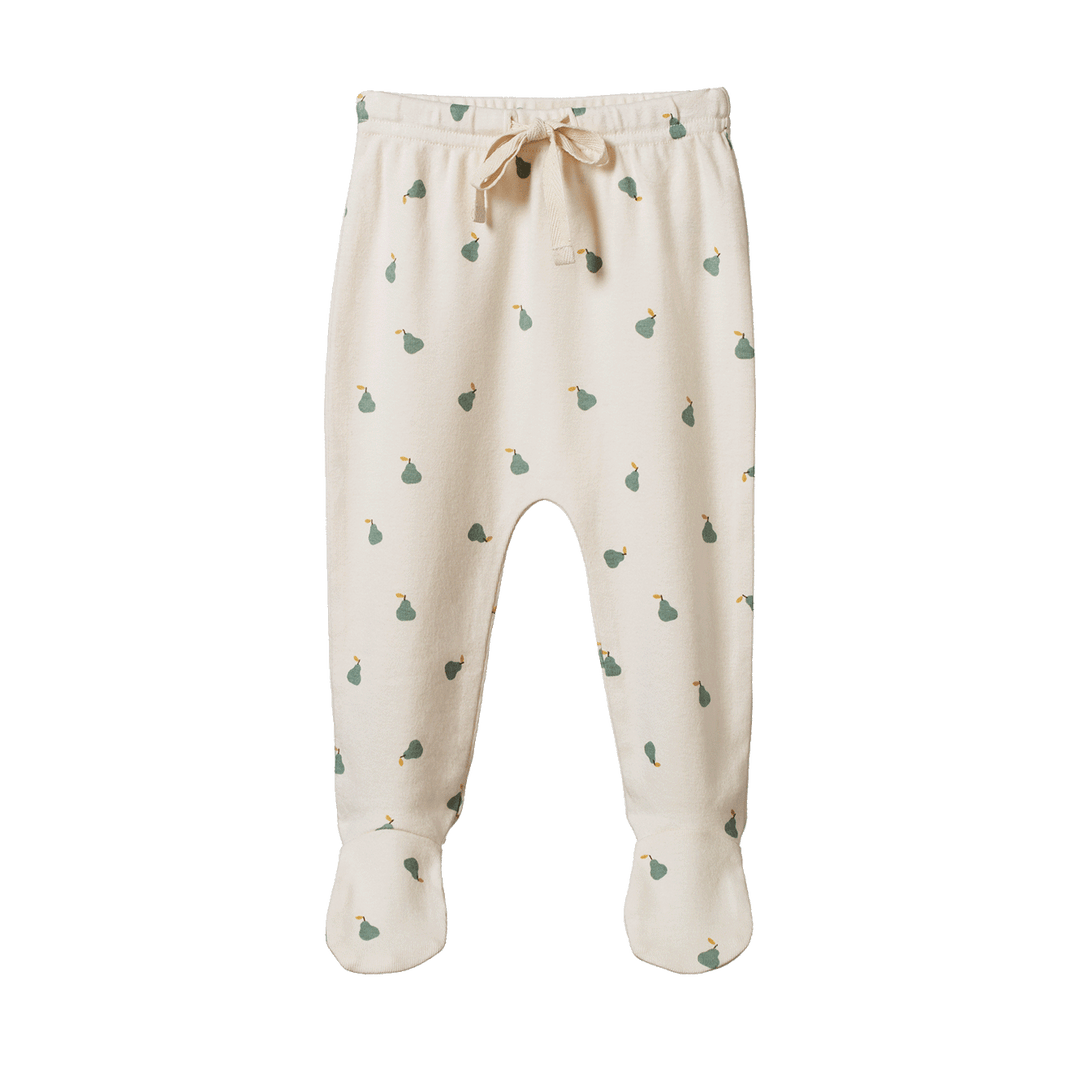 NATURE BABY - FOOTED ROMPERS: PETITE PEAR PRINT [sz:NB]