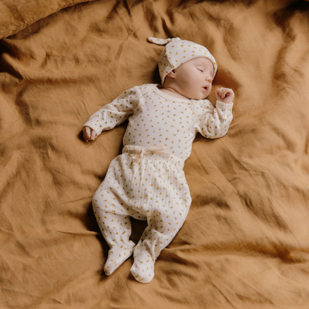 NATURE BABY - LONG SLEEVE BODYSUIT POINTELLE: TULIP PRINT [sz:NB]