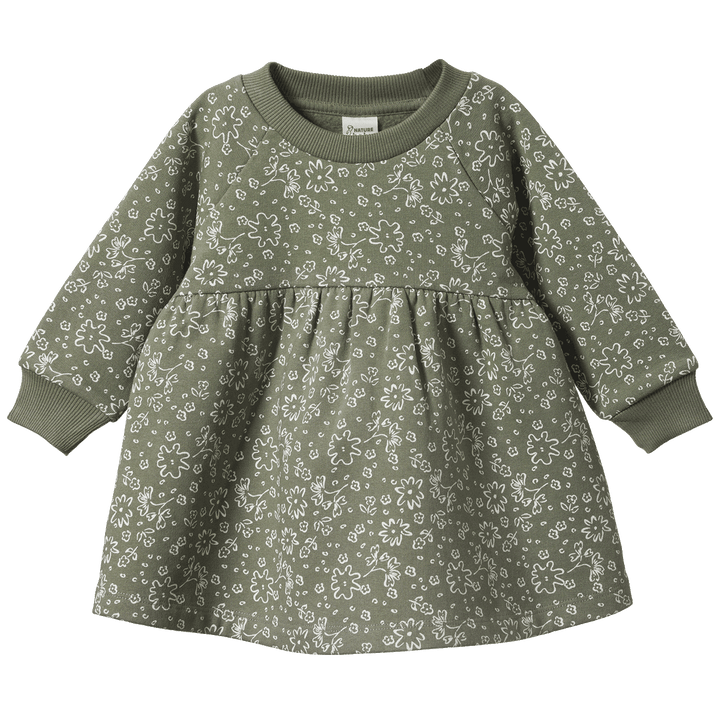 NATURE BABY - SPRINTER COLLECTION: INES DRESS BLOOMSBURY NETTLE PRINT [sz:6-12 MTHS]