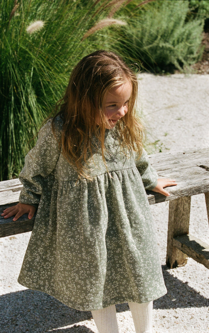 NATURE BABY - SPRINTER COLLECTION: INES DRESS BLOOMSBURY NETTLE PRINT [sz:6-12 MTHS]