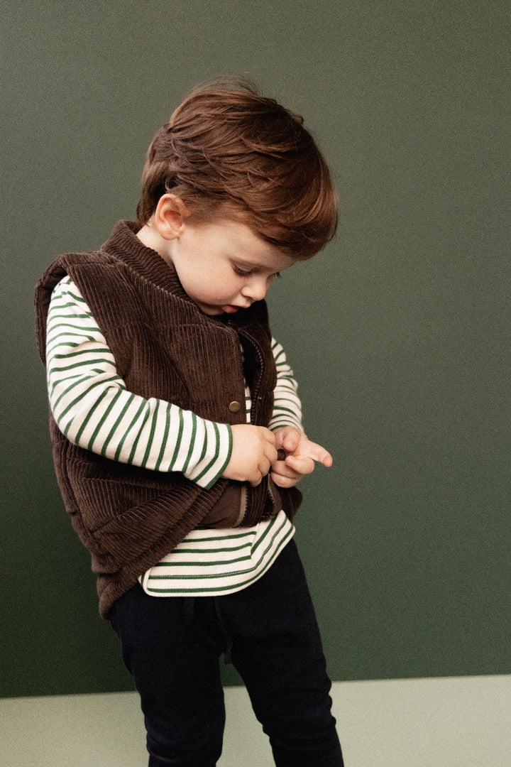 NATURE BABY - LONG SLEEVE RIVER TEE: EDEN SAILOR STRIPE [sz:6-12 MTHS]