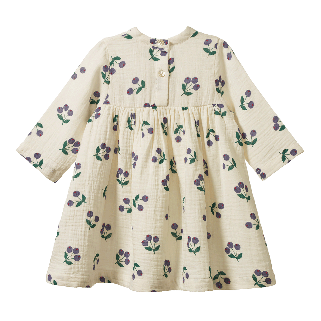 NATURE BABY - MABEL DRESS: WINTER BERRY NATURAL PRINT [sz:6-12 MTHS]