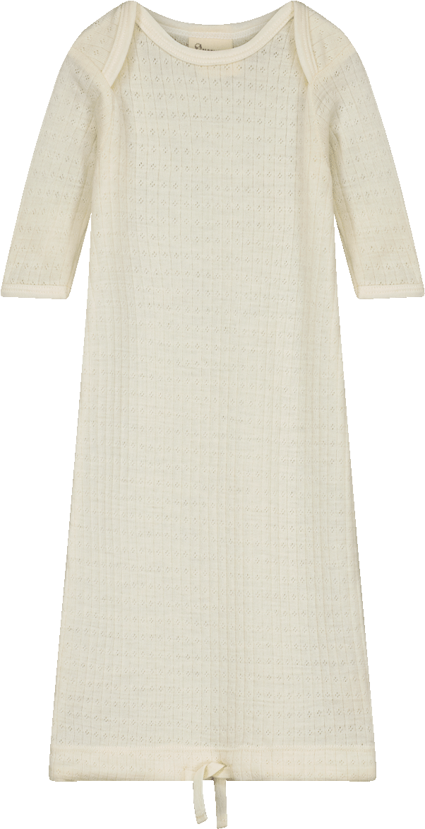 NATURE BABY - MERINO ESSENTIALS SLEEPING GOWN POINTELLE: NATURAL [sz:NB]