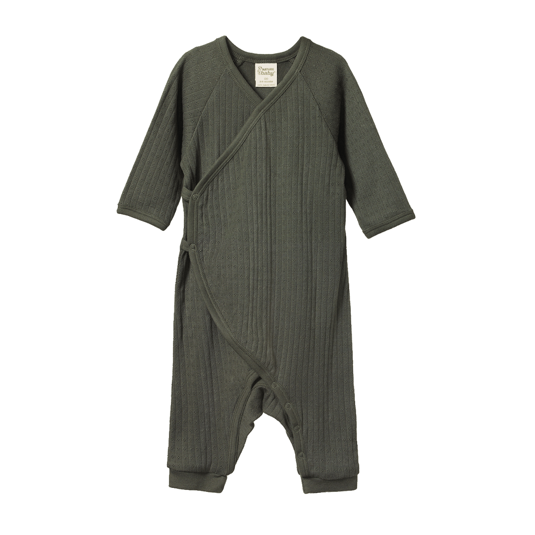 NATURE BABY - KIMONO STRETCH & GROW POINTELLE: THYME [sz:NB]