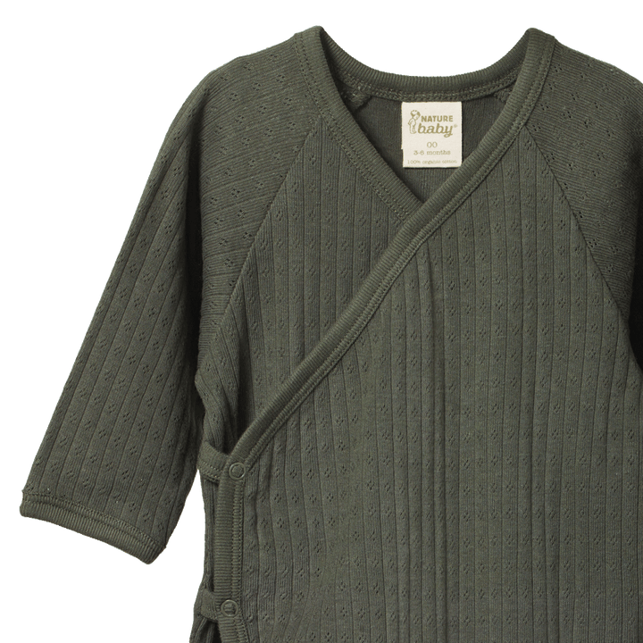 NATURE BABY - KIMONO STRETCH & GROW POINTELLE: THYME [sz:NB]