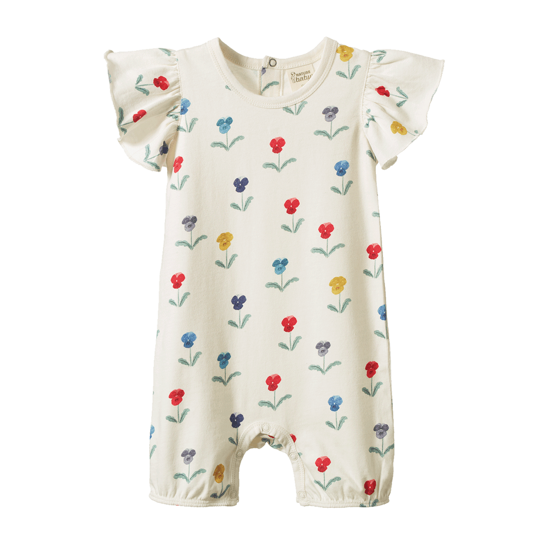 NATURE BABY - TILLY SUIT: DELPHINE BLOOMS PRINT [sz:0-3 MTHS]