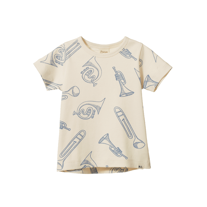 NATURE BABY - RIVER TEE: JAZZ NATURAL PRINT [sz:6-12 MTHS]
