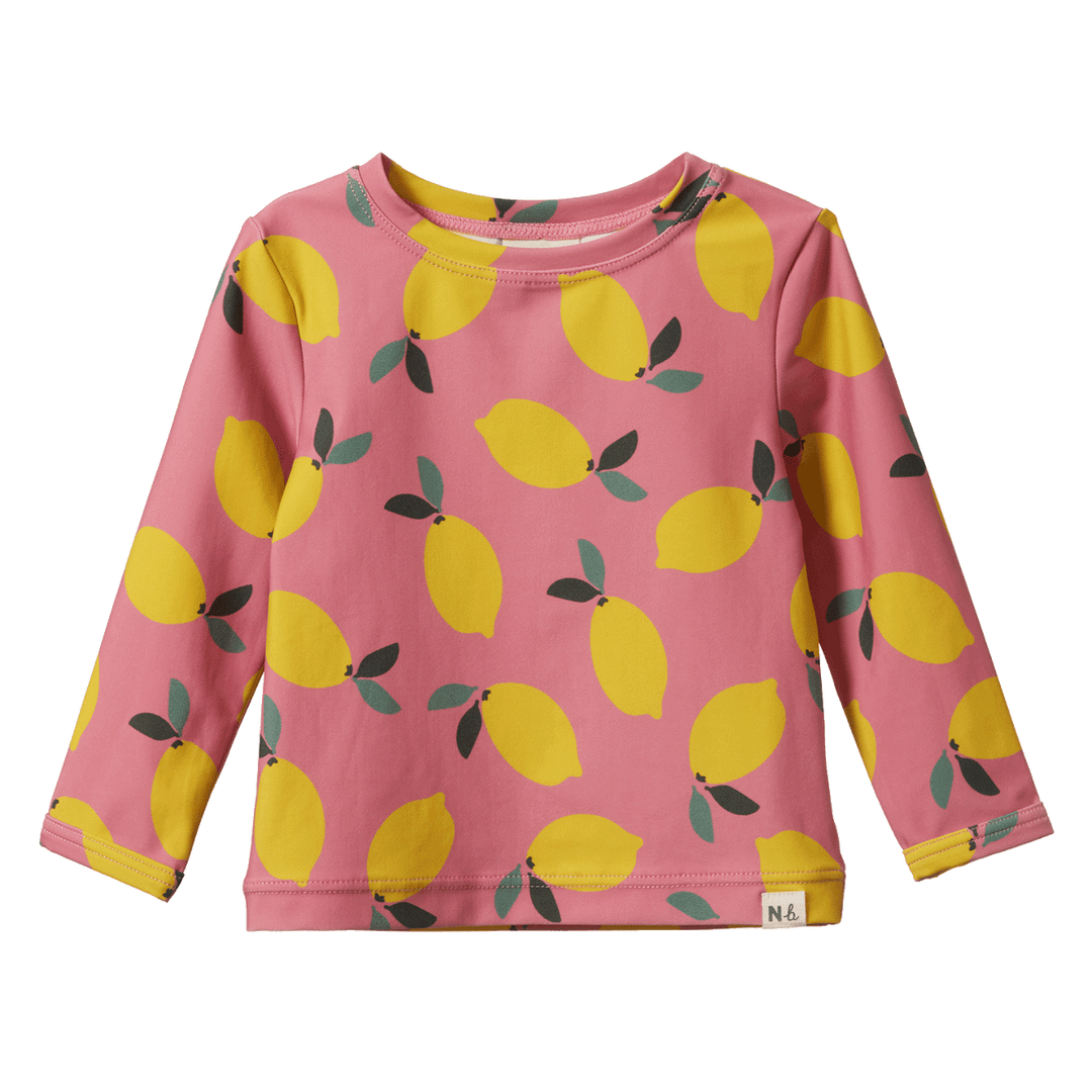 NATURE BABY - SPLASH TOP: LEMMONY ROSE PRINT [sz:6-12 MTHS]