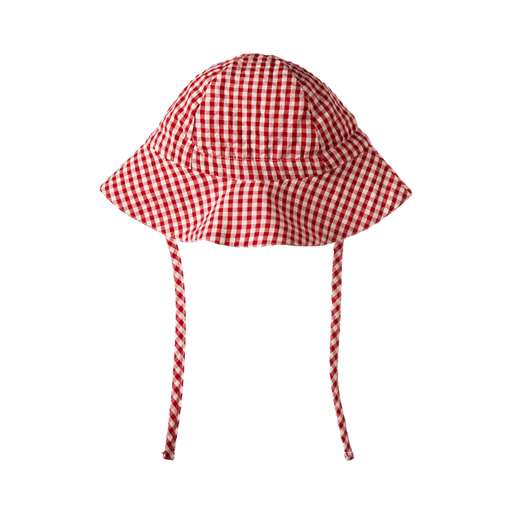 NATURE BABY - GINGHAM SUNHAT: RED CHECK [sz:S - 0-6 MTHS]