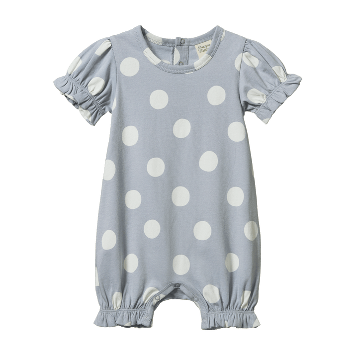 NATURE BABY - BUBBLES SUIT: FLOSSIE POLKA DOT PRINT [sz:0-3 MTHS]