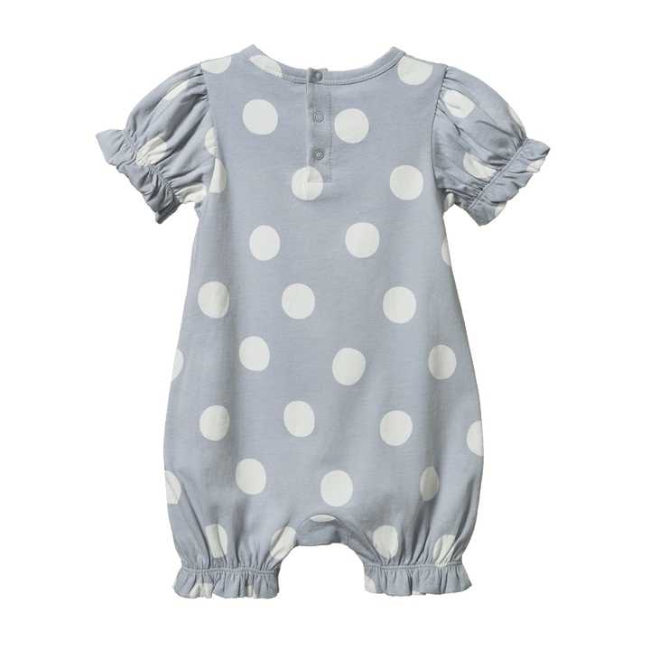 NATURE BABY - BUBBLES SUIT: FLOSSIE POLKA DOT PRINT [sz:0-3 MTHS]