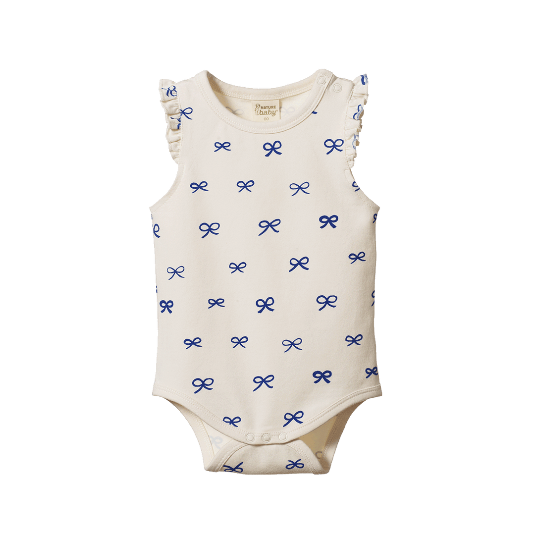 NATURE BABY - FLEUR BODYSUIT: RIBBONS PRINT [sz:0-3 MTHS]