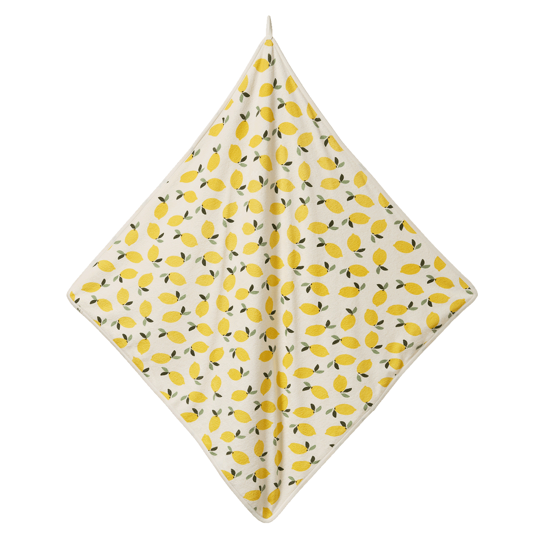 NATURE BABY - ORGANIC COTTON HOODED BATH TOWEL: LEMON PRINT 