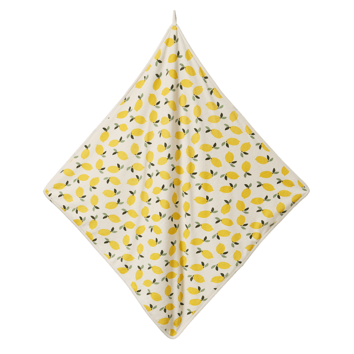 NATURE BABY - ORGANIC COTTON HOODED BATH TOWEL: LEMON PRINT 