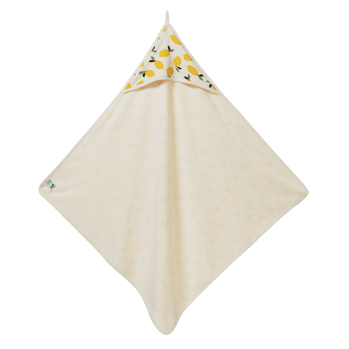 NATURE BABY - ORGANIC COTTON HOODED BATH TOWEL: LEMON PRINT 
