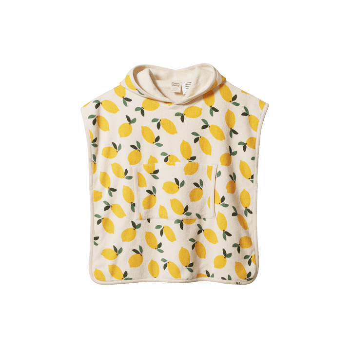 NATURE BABY - ORGANIC COTTON PONCHO TOWEL: LEMON PRINT TERRY [sz:1-2 YRS]