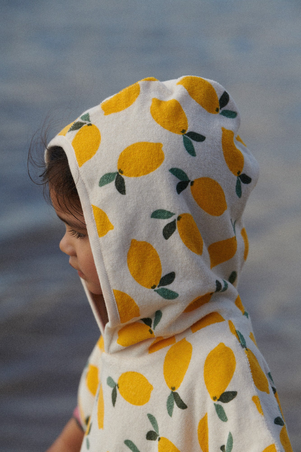 NATURE BABY - ORGANIC COTTON PONCHO TOWEL: LEMON PRINT TERRY [sz:1-2 YRS]