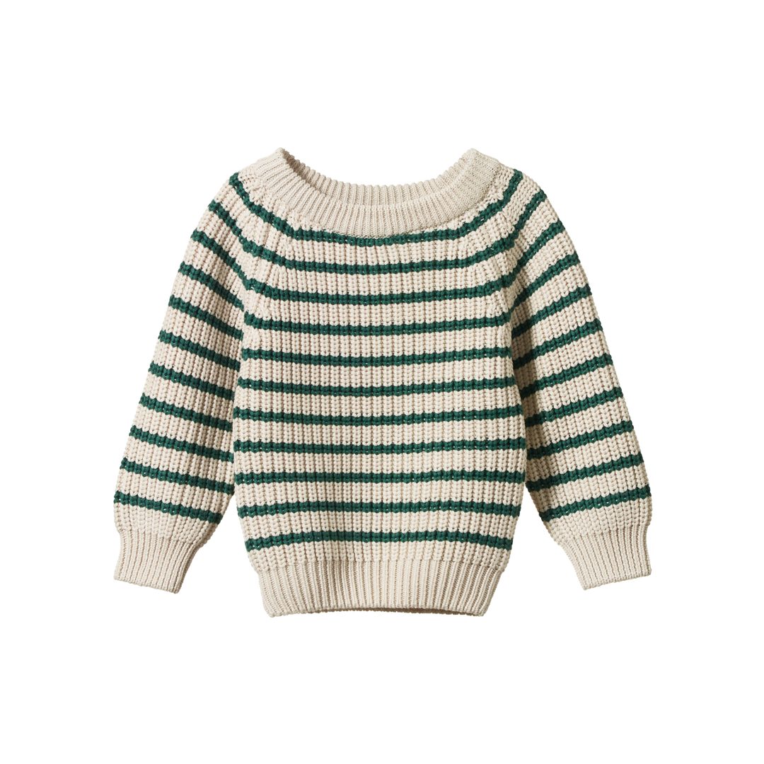NATURE BABY - BILLY JUMPER: PINE SAILOR STRIPE [sz:6-12 MTHS]