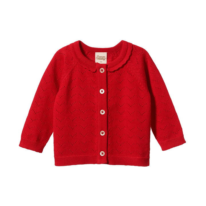 NATURE BABY - PIPER CARDIGAN: RASPBERRY PRINT [sz:0-3 MTHS]