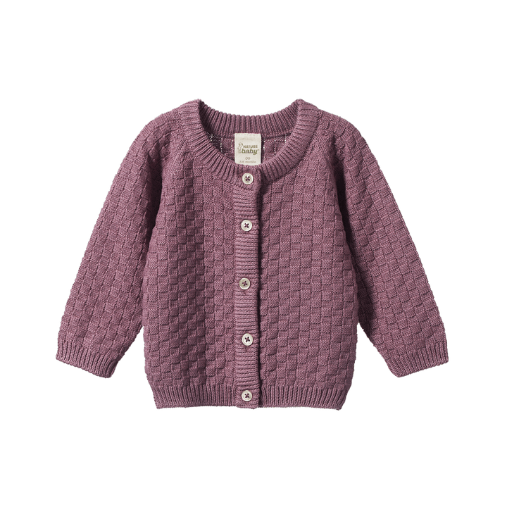 NATURE BABY - PIPER CARDIGAN: TWILIGHT BASKET PRINT [sz:0-3 MTHS]