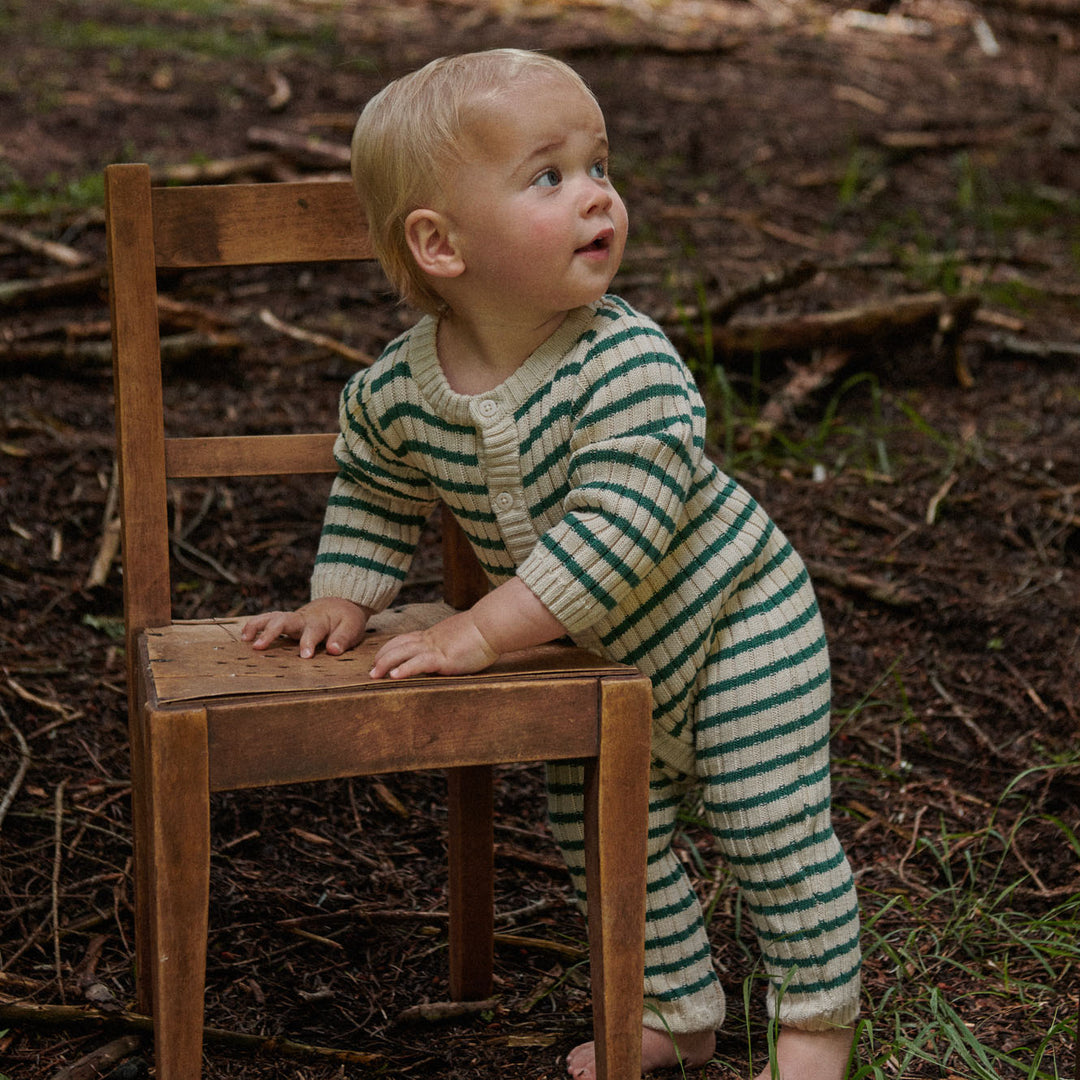 NATURE BABY - LOU SUIT COTTON KNIT: PINE SAILOR STRIPE [sz:0-3 MTHS]