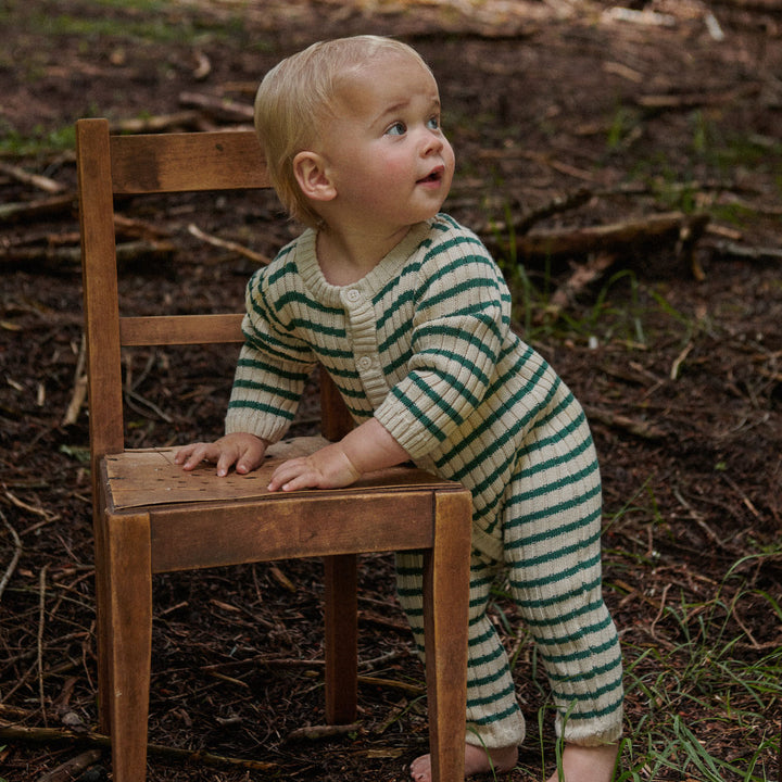 NATURE BABY - LOU SUIT COTTON KNIT: PINE SAILOR STRIPE [sz:0-3 MTHS]