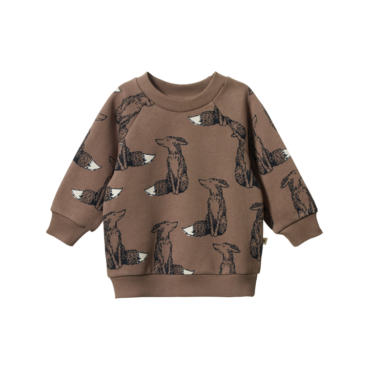 NATURE BABY - EMERSON SWEATER: FOXY CUB PRINT [sz:6-12 MTHS]