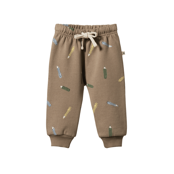 NATURE BABY - SPRINTER COLLECTION: SUNDAY TRACK PANTS PENCIL PRINT [sz:6-12 MTHS]