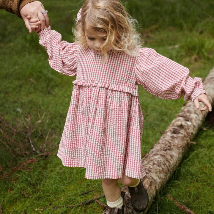 NATURE BABY - NORA DRESS: JAM CHECK [sz:6-12 MTHS]