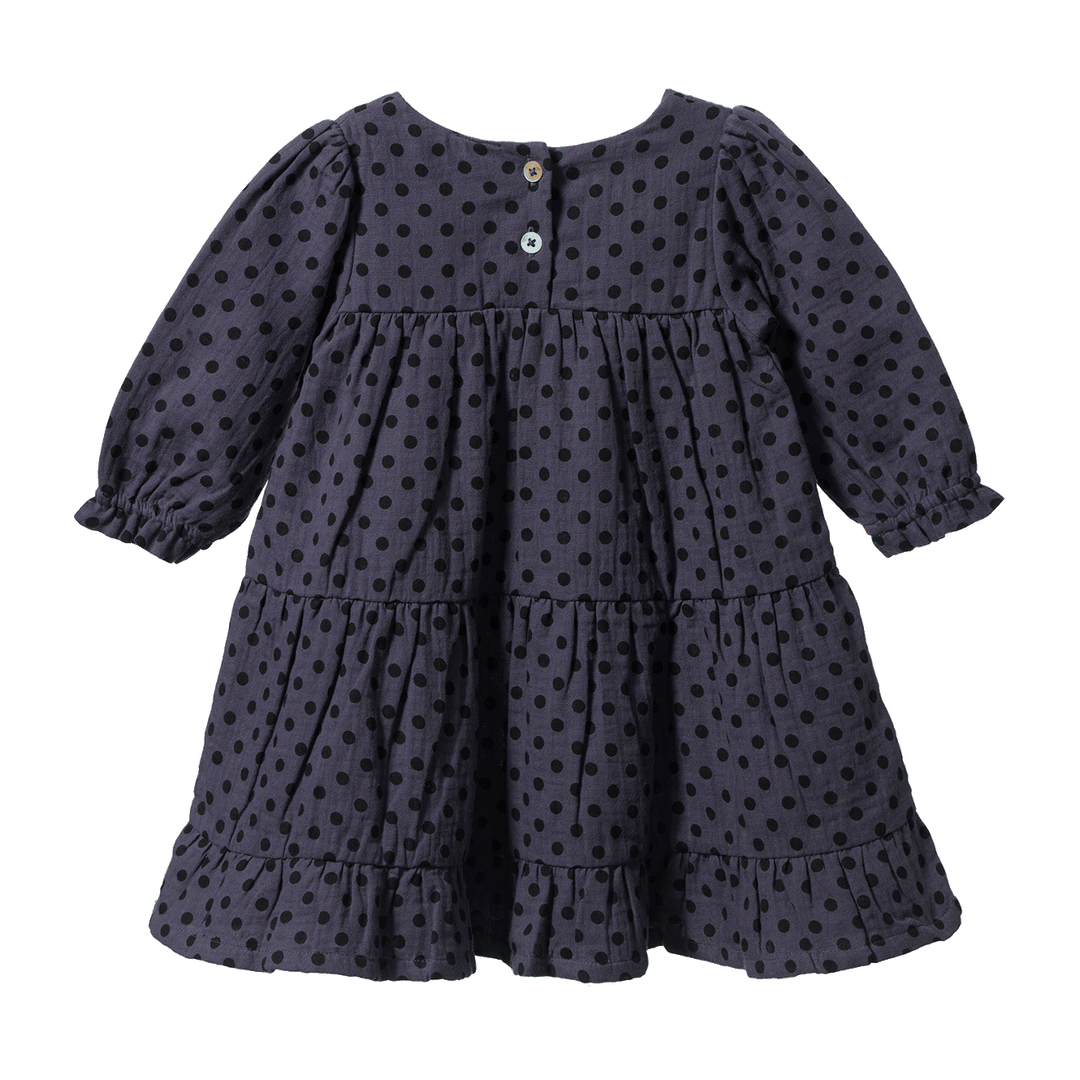 NATURE BABY - ELLIOT DRESS: VIOLET POLKA DOT PRINT [sz:1 YR]