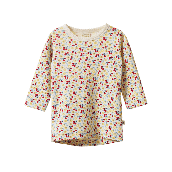NATURE BABY - LONG SLEEVE CLOUD TEE: KITCHEN GARDEN PRINT [sz:6-12 MTHS]