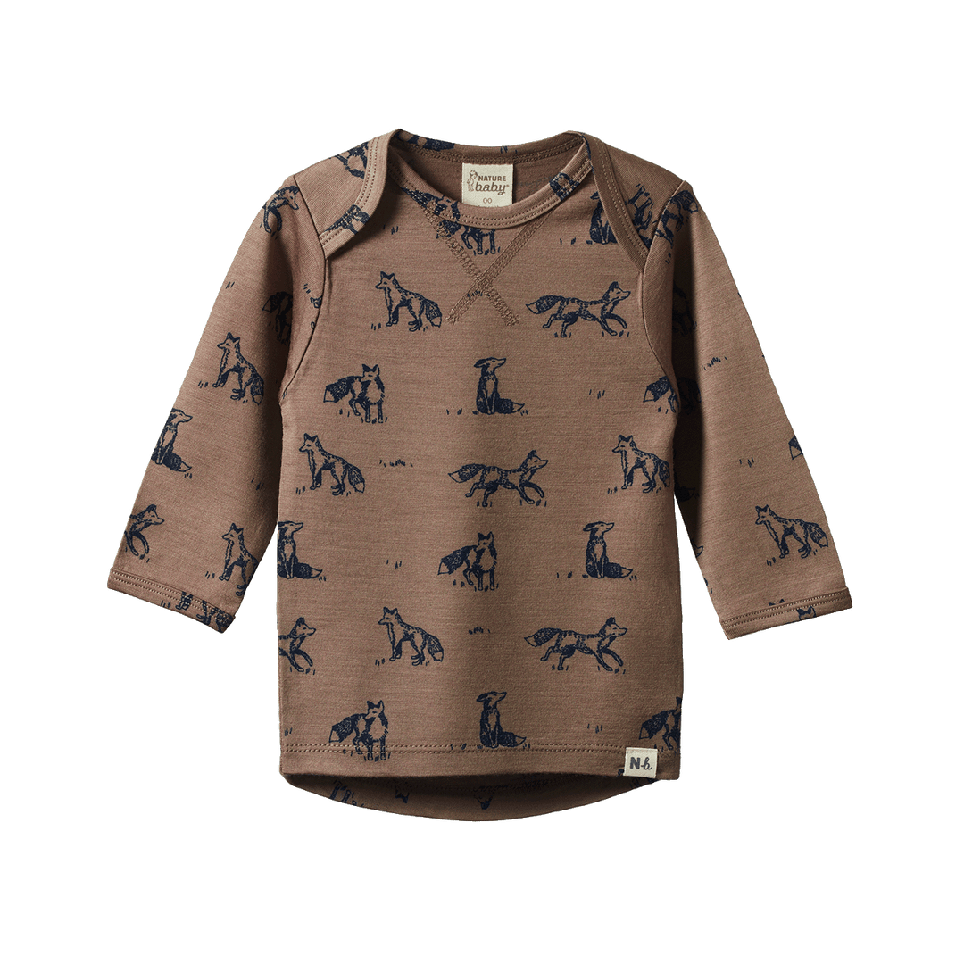 NATURE BABY - MERINO ESSENTIAL TEE: FOXY PRINT [sz:3-6 MTHS]