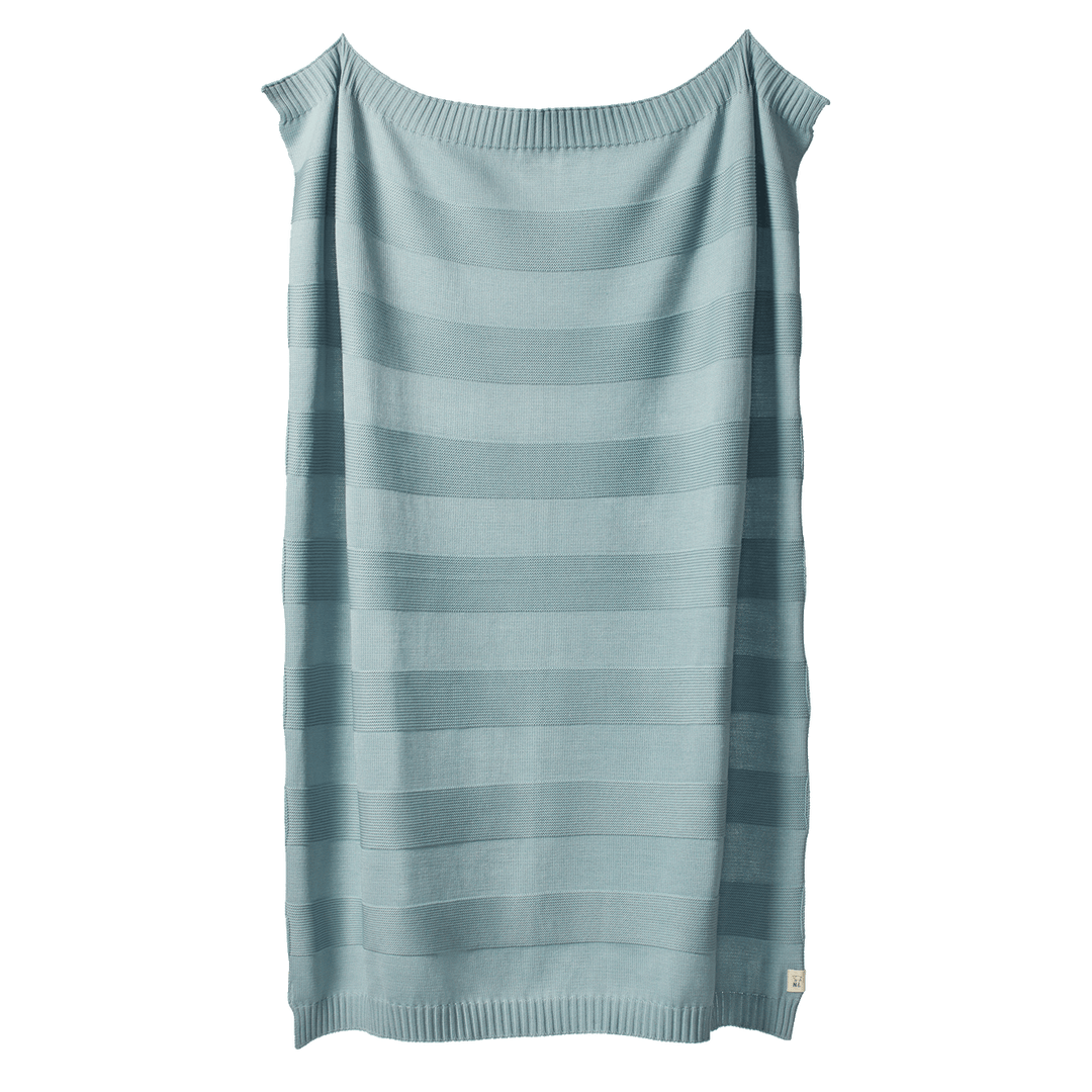 NATURE BABY - MERINO KNIT PEARL BLANKET BASSINET: POWDER BLUE 