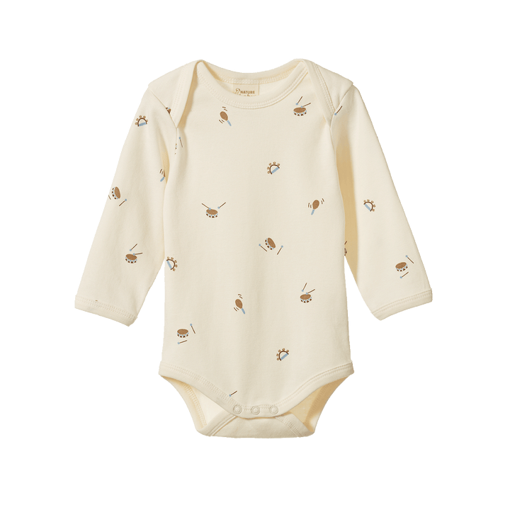 NATURE BABY - LONG SLEEVE BODYSUIT: MINI MUSIC PRINT [sz:0-3 MTHS]