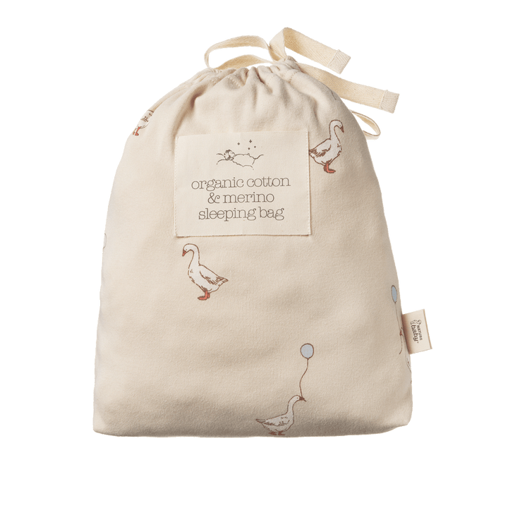 NATURE BABY - ORGANIC COTTON & MERINO SLEEPING BAG: GOOSE LULLABY PRINT [sz:3-24 MTHS]