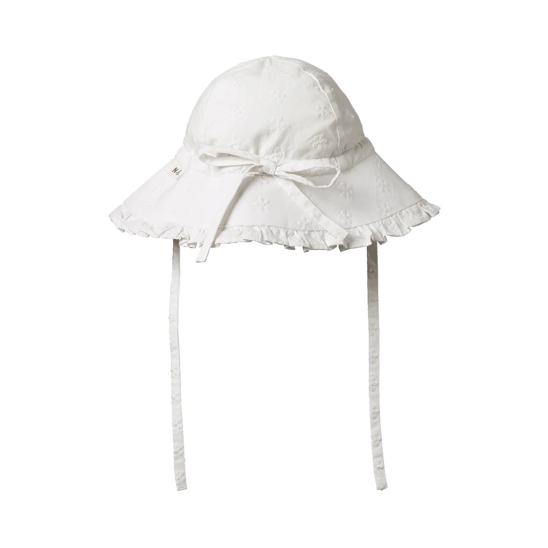 NATURE BABY - SUNHAT: ANABELLE IVORY FLORA [sz:M (18 MTHS-3 YRS)]