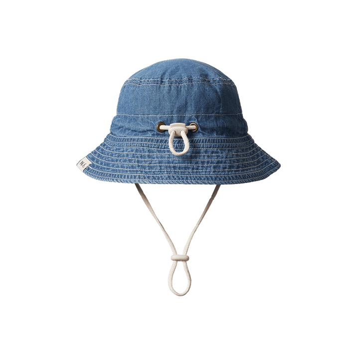 NATURE BABY - BUCKET SUNHAT: SKY CHAMBREY [sz:S - 0-6 MTHS]