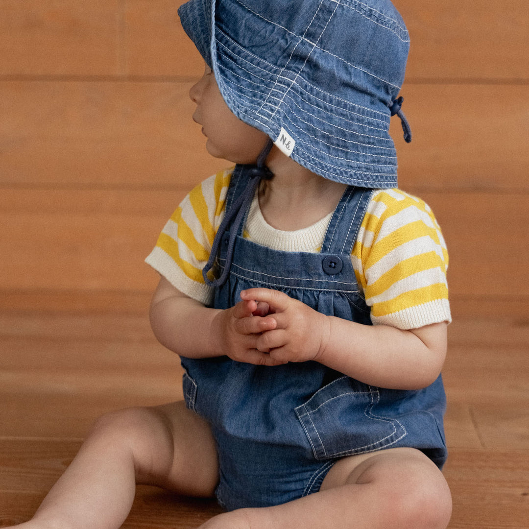 NATURE BABY - BUCKET SUNHAT: SKY CHAMBREY [sz:S - 0-6 MTHS]