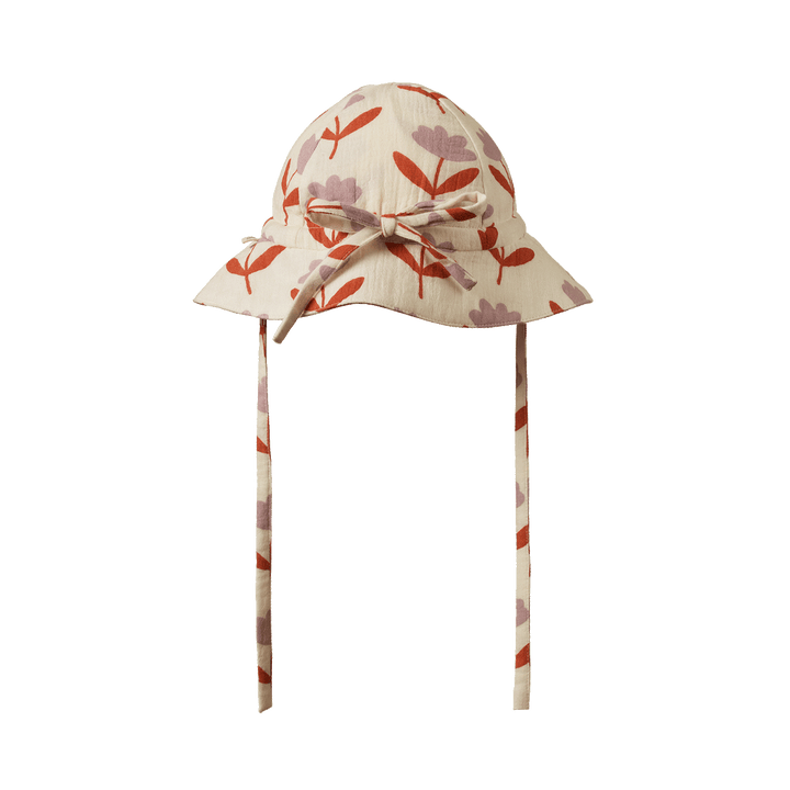 NATURE BABY - MUSLIN SUNHAT: FLEURETTE PRINT [sz:S - 0-6 MTHS]